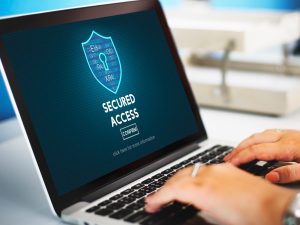 User protecting personal data on laptop screen