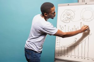 entrepreneur drawing a startup roadmap