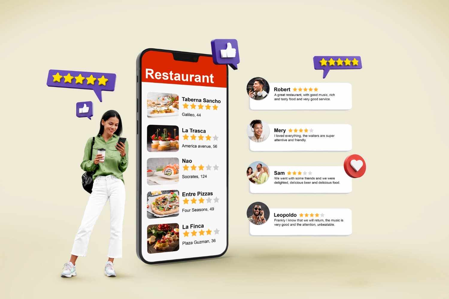 happy customers giving 5-star reviews online